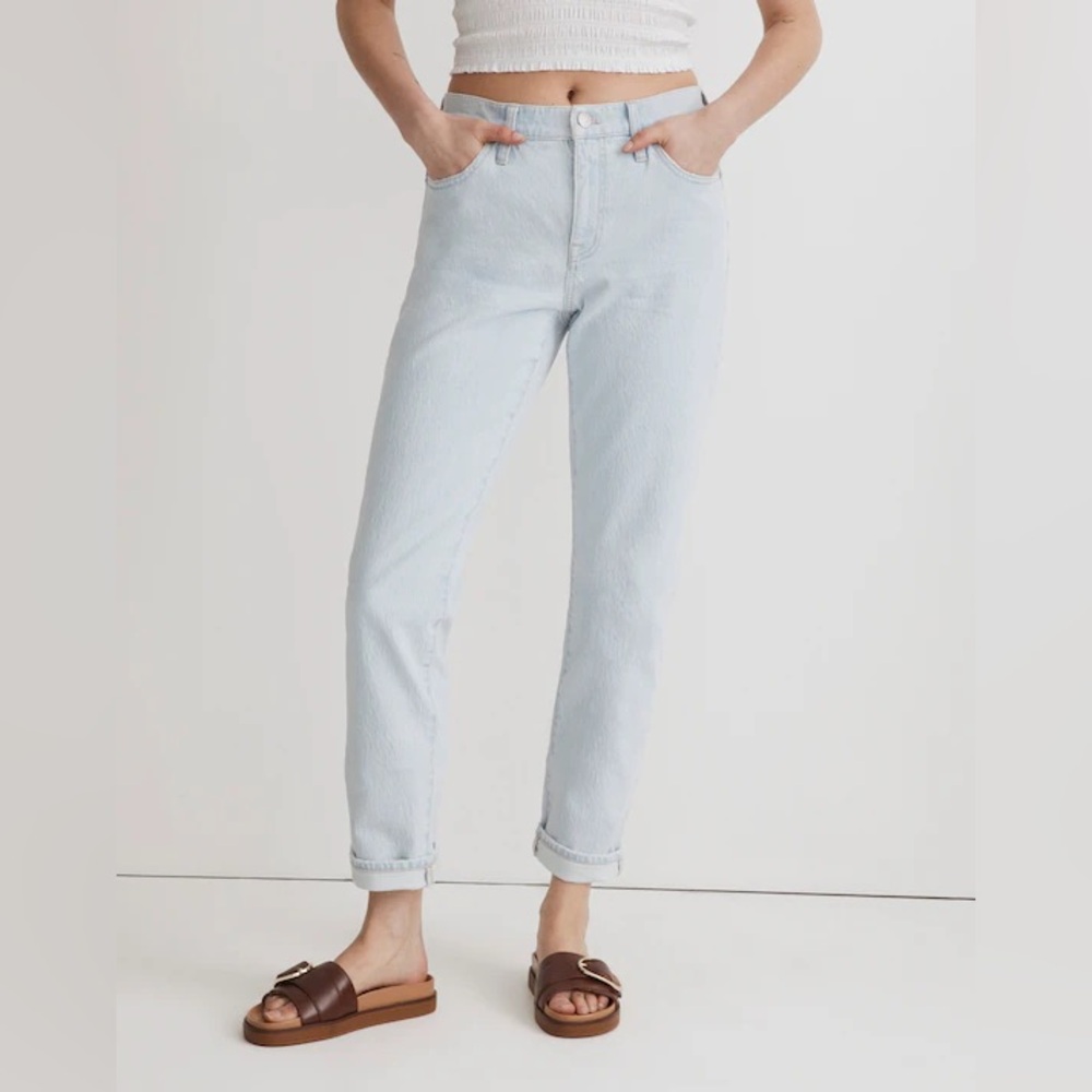 NWT Madewell The Slim Boyjean Light Blue Patchen Wash - 25 Comfort Stretch